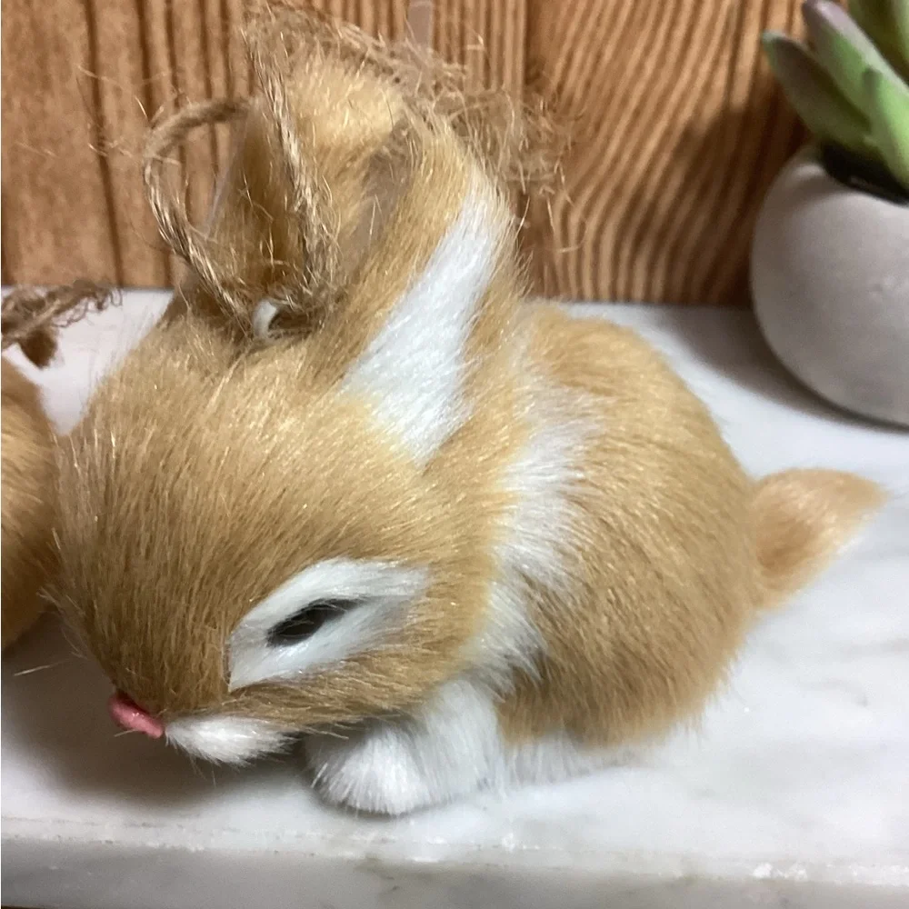 Lot of 3 Faux Fur Adorable Rabbit and Fawn Figurines